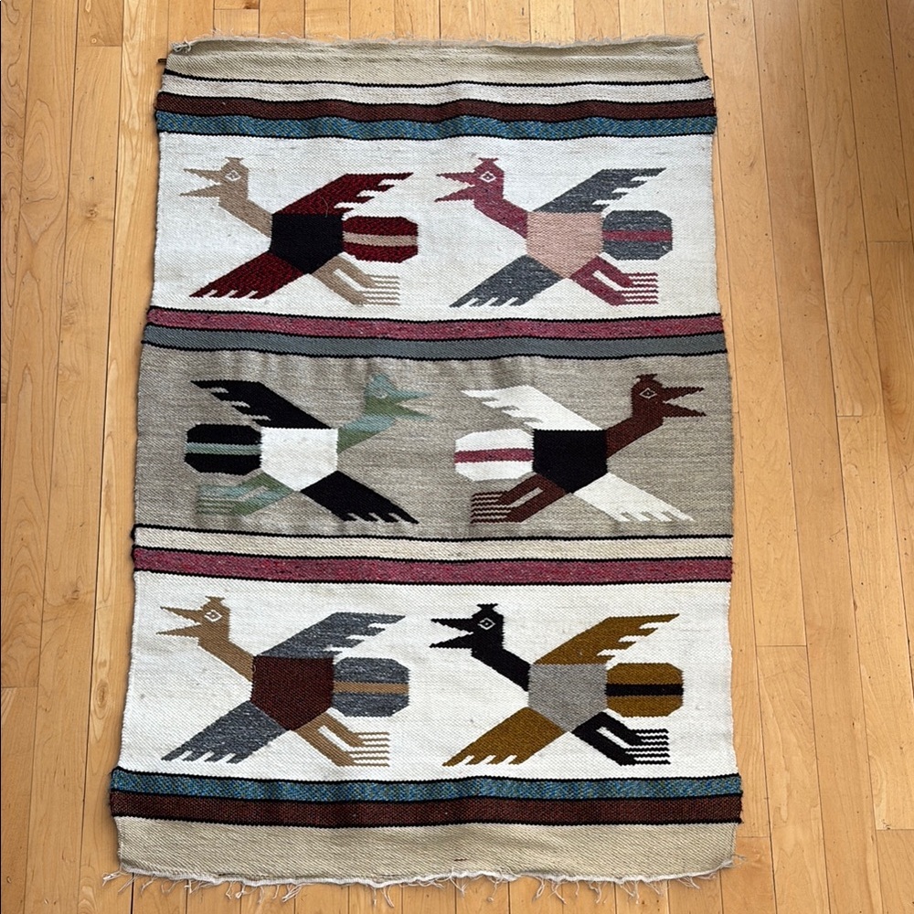 Vintage Native American Handwoven Tapestry – Thunderbird Design
